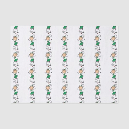 Green Stick Figuur Cheerleader Tissuepapier (Voorkant)