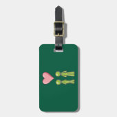 Green Stick Figuur Paar Roze Hart Liefde Bagagelabel (Voorkant verticaal)