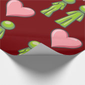 Green Stick Figuur Paar Roze Hart Liefde Cadeaupapier