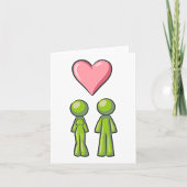 Green Stick Figuur Paar Roze Hart Liefde Kaart