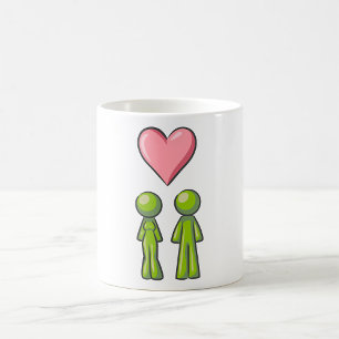 Green Stick Figuur Paar Roze Hart Liefde Koffiemok
