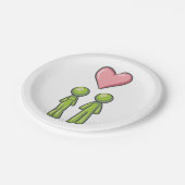 Green Stick Figuur Paar Roze Hart Liefde Papieren Bordje (Gekanteld)