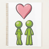 Green Stick Figuur Paar Roze Hart Liefde Planner (Voorkant)