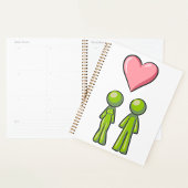 Green Stick Figuur Paar Roze Hart Liefde Planner