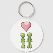 Green Stick Figuur Paar Roze Hart Liefde Sleutelhanger (Achterkant)