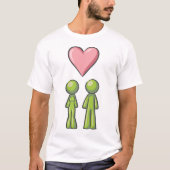 Green Stick Figuur Paar Roze Hart Liefde T-shirt (Voorkant)