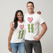 Green Stick Figuur Paar Roze Hart Liefde T-shirt (Unisex)