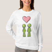 Green Stick Figuur Paar Roze Hart Liefde T-shirt (Voorkant)