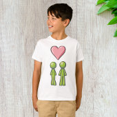 Green Stick Figuur Paar Roze Hart Liefde T-shirt