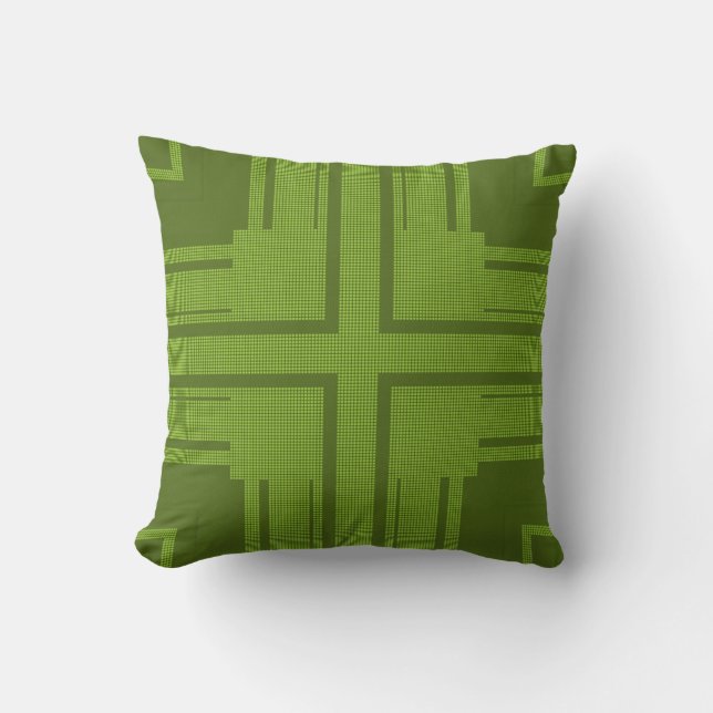 Green Stippen Stripes Retro Art Design Abstract Kussen (Voorkant)