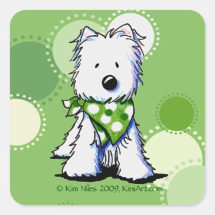 Green Stippen Westie Dog Vierkante Sticker