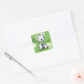 Green Stippen Westie Dog Vierkante Sticker (Envelop)