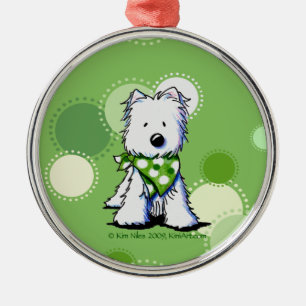 Green Stippen Westie Ornament