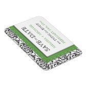 Green Stitched Damask flat Save the Date Magnet Magneet (Rechterzijde)