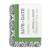Green Stitched Damask flat Save the Date Magnet Magneet (Verticaal)