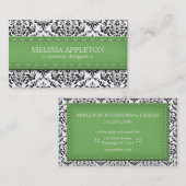 Green Stitched Damask Interior Designer Visitekaartje (Voorkant / Achterkant)