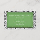Green Stitched Damask Interior Designer Visitekaartje (Achterkant)