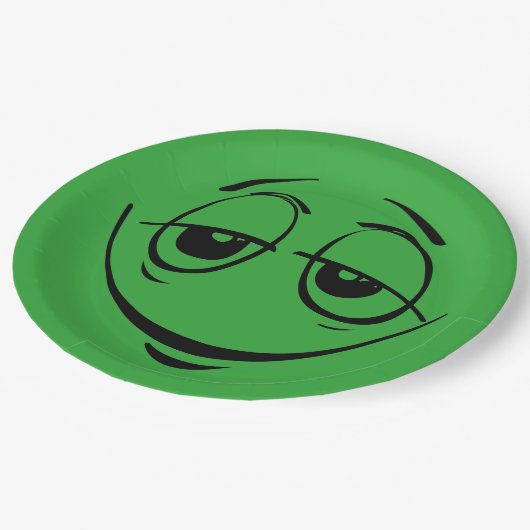Green Stoned Eyes Face Funny Birthday Party Papieren Bordje (Gekanteld)