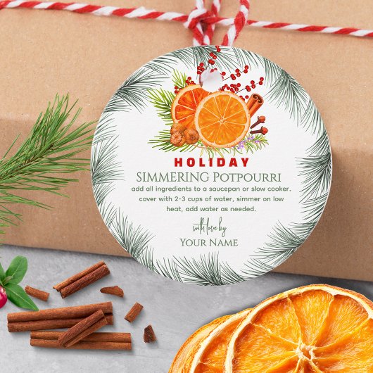 Green Stovetop Christmas Simmering Potpourri Bedankjes Labels