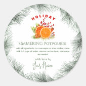 Green Stovetop Christmas Simmering Potpourri Ronde Sticker (Voorkant)