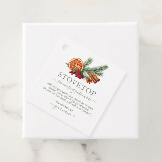 Green Stovetop Potpourri Tag Bedankjes Labels (In situ)