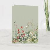 Green Strawberries Daisy Flowers Birthday Kaart (Achterkant)