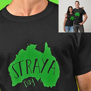 Green STRAYA Kaart voor Australia Day op Dark T-shirt