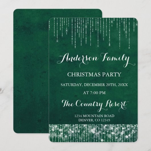 Green String Licht Jaarlijks Kerstfeest Kaart (Voorkant / Achterkant)