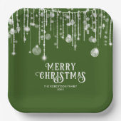 Green String Lights Kerstfeest Papieren Bordje (Voorkant)