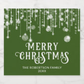 Green String Lights Kerstfeest Sparkling Wijnetiket (Enkel label)