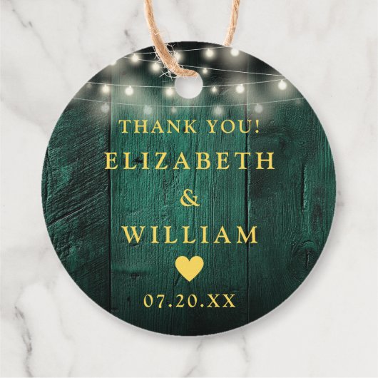 Green String Lights Rustiek Hout Boho Schuur Huwel Bedankjes Labels (Achterkant)