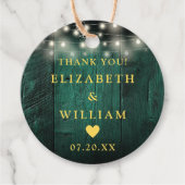 Green String Lights Rustiek Hout Boho Schuur Huwel Bedankjes Labels (Voorkant)