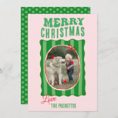 Green Stripe Afbeelding Lijst Kerst Feestdagenkaart (Voorkant / Achterkant)