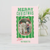 Green Stripe Afbeelding Lijst Kerst Feestdagenkaart (Staand voorkant)