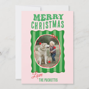 Green Stripe Afbeelding Lijst Kerst Feestdagenkaart