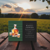 Green Stripe Amber Whiskey Bachelor Bash Invite Kaart