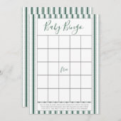 Green Stripe Baby shower Bingo Kaarten (Voorkant / Achterkant)