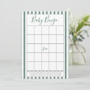 Green Stripe Baby shower Bingo Kaarten