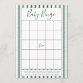 Green Stripe Baby shower Bingo Kaarten (Voorkant)