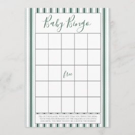 Green Stripe Baby shower Bingo Kaarten