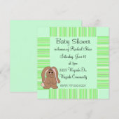 Green Stripe Baby shower Invitation Kaart (Voorkant / Achterkant)