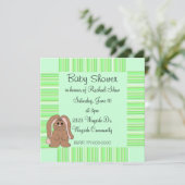 Green Stripe Baby shower Invitation Kaart (Staand voorkant)