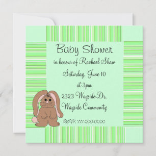 Green Stripe Baby shower Invitation Kaart