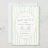 Green Stripe  Baby shower Kaart (Voorkant)