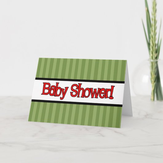 Green Stripe Baby Shower Uitnodigingen (Voorkant)