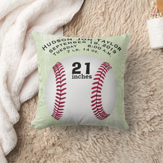 Green Stripe Baseball Jongens Geboorterecord Kussen (Deken)