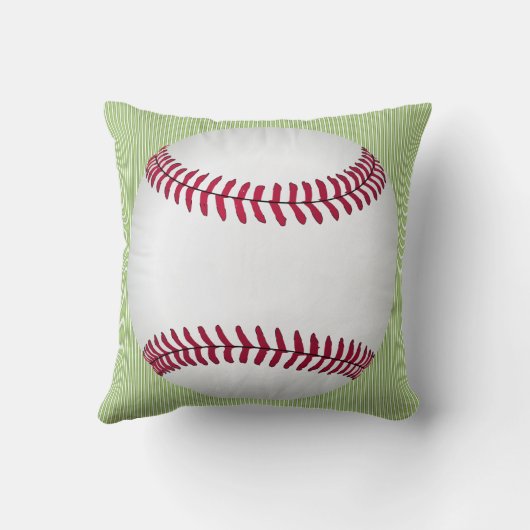 Green Stripe Baseball Jongens Geboorterecord Kussen (Achterkant)