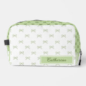 Green Stripe Bow Pattern Coquette Cosmetic Toilettasje (Voorkant)
