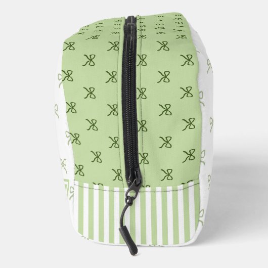 Green Stripe Bow Pattern Coquette Cosmetic Toilettasje (Rechts)