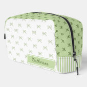 Green Stripe Bow Pattern Coquette Cosmetic Toilettasje (Rechterhoek)